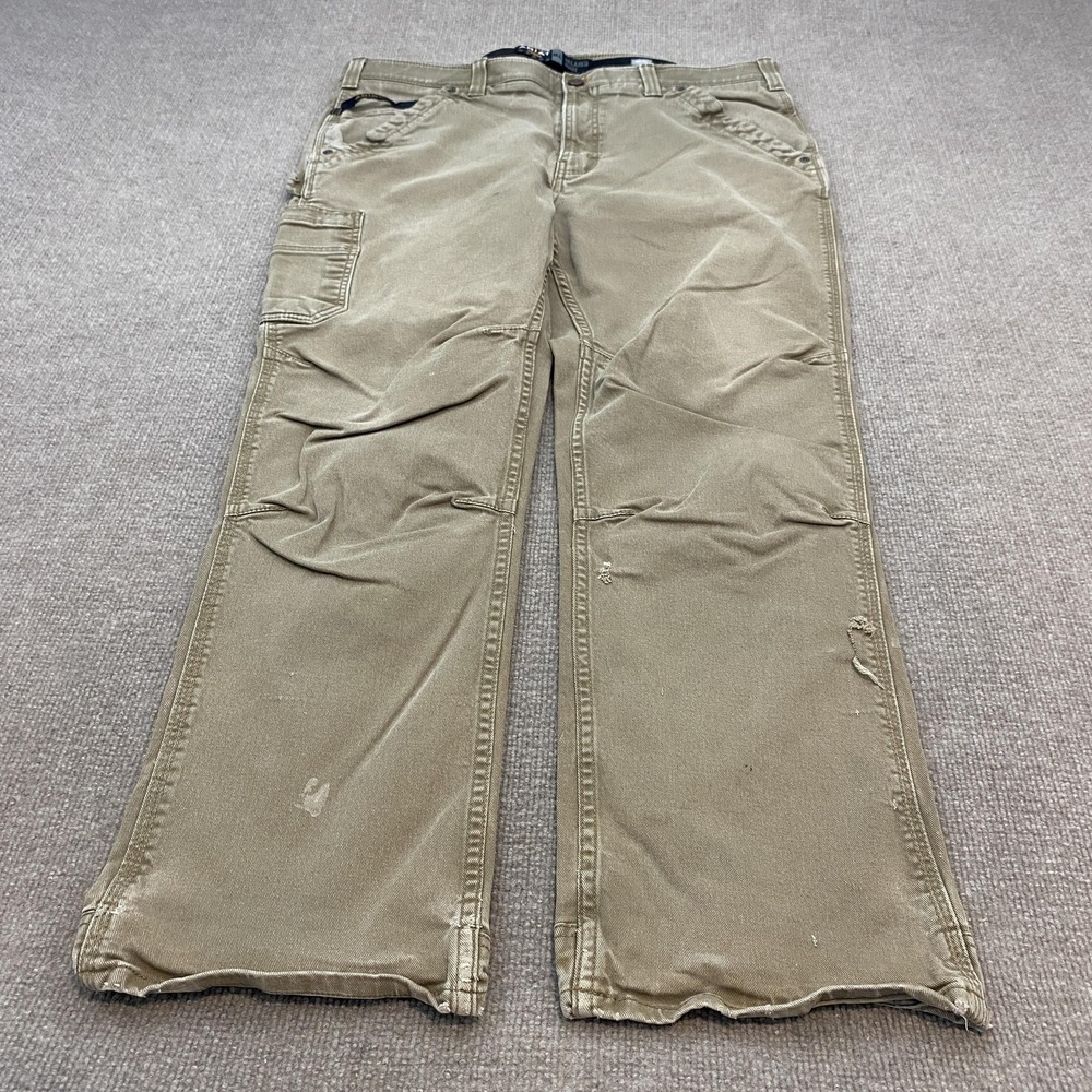 Ariat Rebar M4 Pants Mens 38x32 Beige Canvas Carpenter Workwear Bootcut
